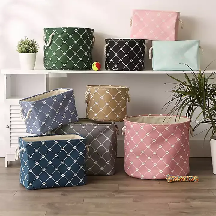 Navy Paw Trellis Rectangle Basket, 14 in.