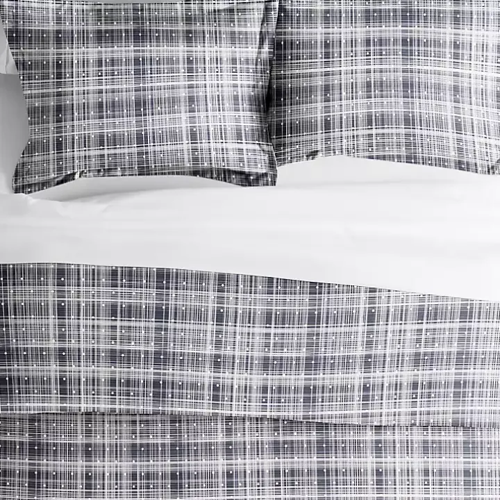 Navy Plaid Polka Dot 2-pc. Twin Duvet Cover Set