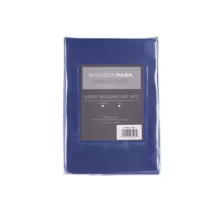 Navy Satin Standard 2-pc. Pillow Case Set
