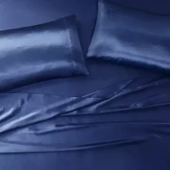 Navy Satin Standard 2-pc. Pillow Case Set