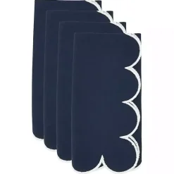 Navy Scalloped Edge Napkins, Set of 4