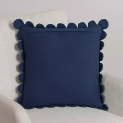 Navy Scalloped Edge Pillow