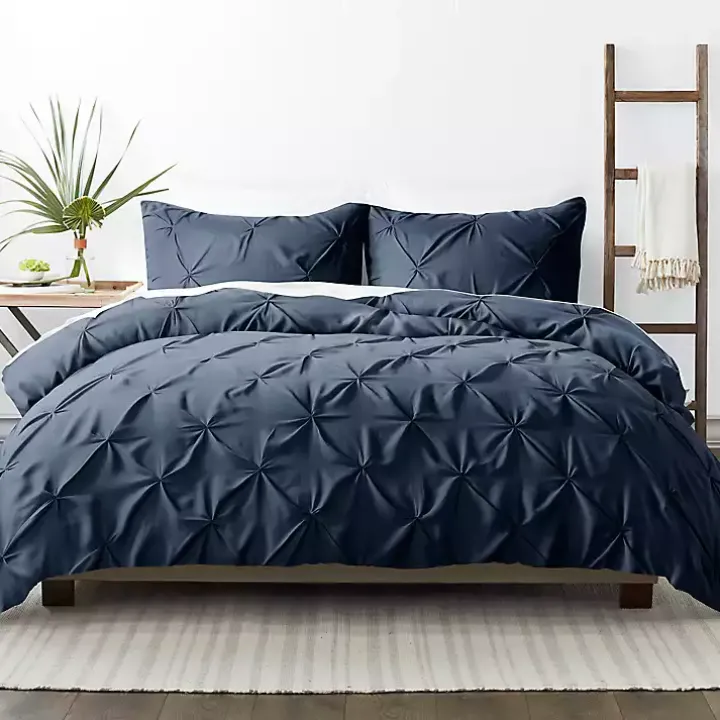 Navy Soft Pinched 3-Pc. King Duvet Cover Set