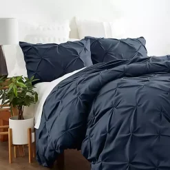 Navy Soft Pinched 3-Pc. Queen Duvet Cover Set