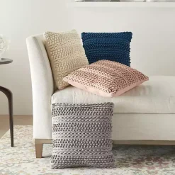 Navy Textured Stripes Pillow