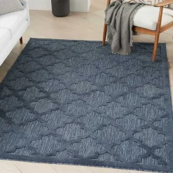 Navy Trellis Indoor/Outdoor Area Rug, 5x7