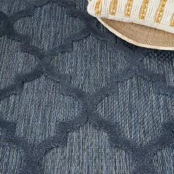 Navy Trellis Indoor/Outdoor Area Rug, 5x7
