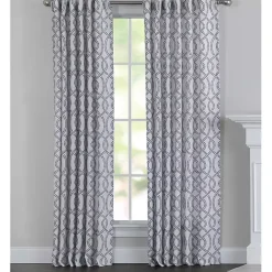 Navy Trellis Woven Single Curtain Panel, 84 in.