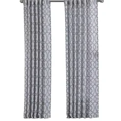 Navy Trellis Woven Single Curtain Panel, 84 in.