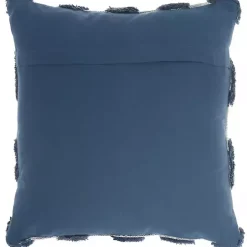 Navy Tufted Diagonal Checkers Throw Pillow