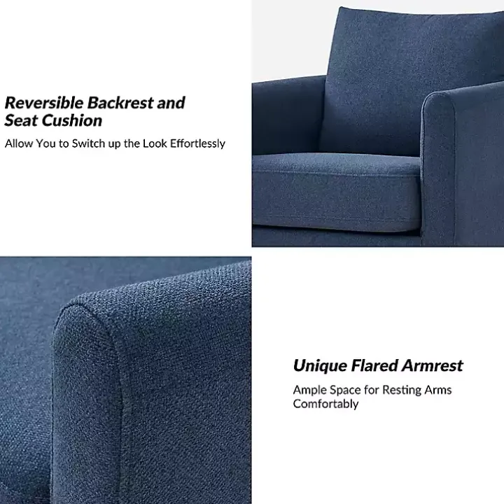 Navy Upholstered Vasser Slipcover Swivel Chair