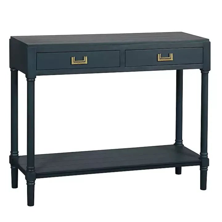 Navy Wood 2-Drawer Layla Console Table