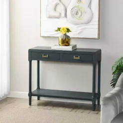 Navy Wood 2-Drawer Layla Console Table
