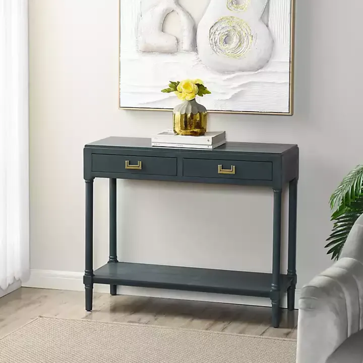 Navy Wood 2-Drawer Layla Console Table