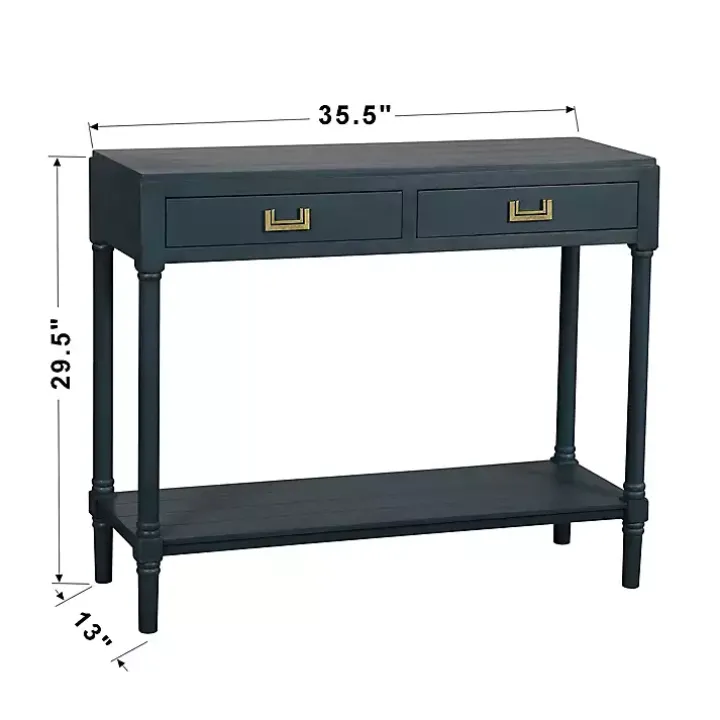 Navy Wood 2-Drawer Layla Console Table