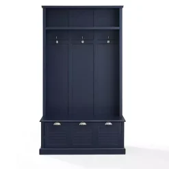 Navy Wood Storage Bench Hall Tree