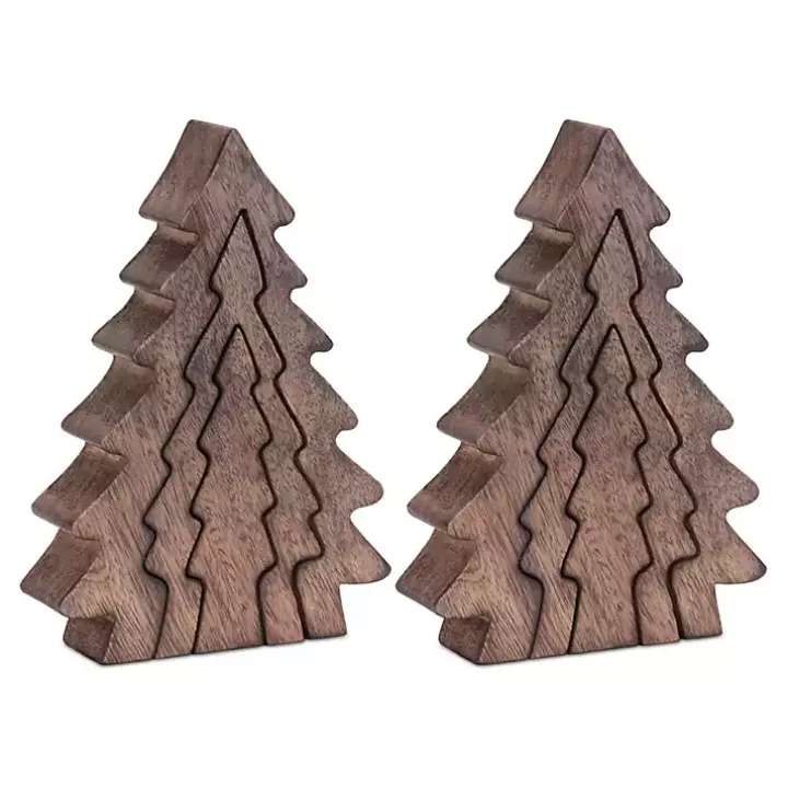 Nesting Pine Tree Figurines, Set of 3