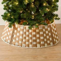 Neutral Checkered Christmas Tree Collar, 26 in.