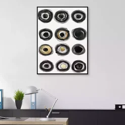Neutral Circles Framed Canvas Art Print