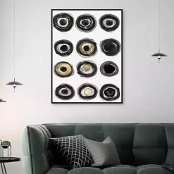 Neutral Circles Framed Canvas Art Print
