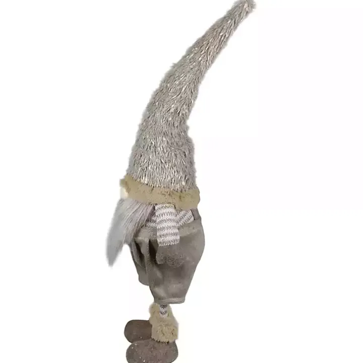 Neutral Fur Striped Standing Gnome