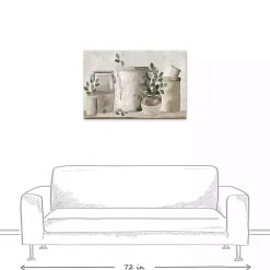 Neutral Greenery Pottery Canvas Art Print