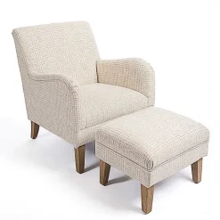 Neutral Houndstooth 2-pc. Chair and Ottoman Set