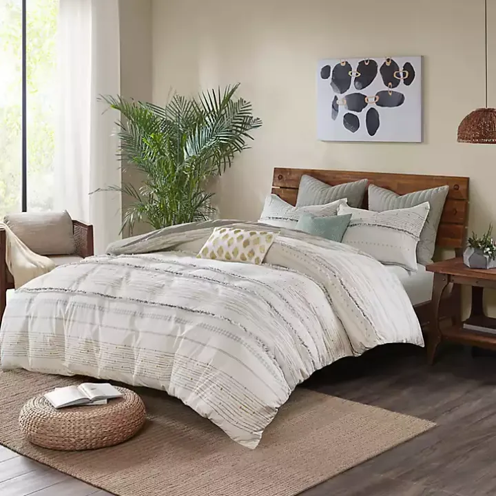 Neutral Stripe Full/Queen 3-pc. Comforter Set