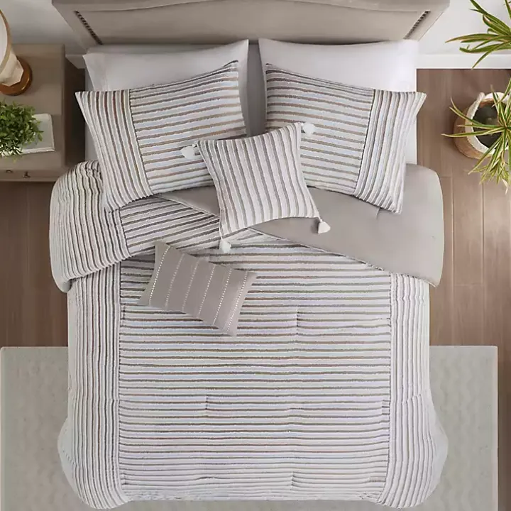 Neutral Striped 5-pc. Full/Queen Comforter Set