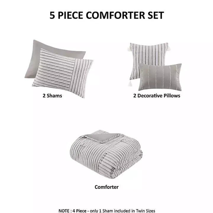 Neutral Striped 5-pc. King Comforter Set