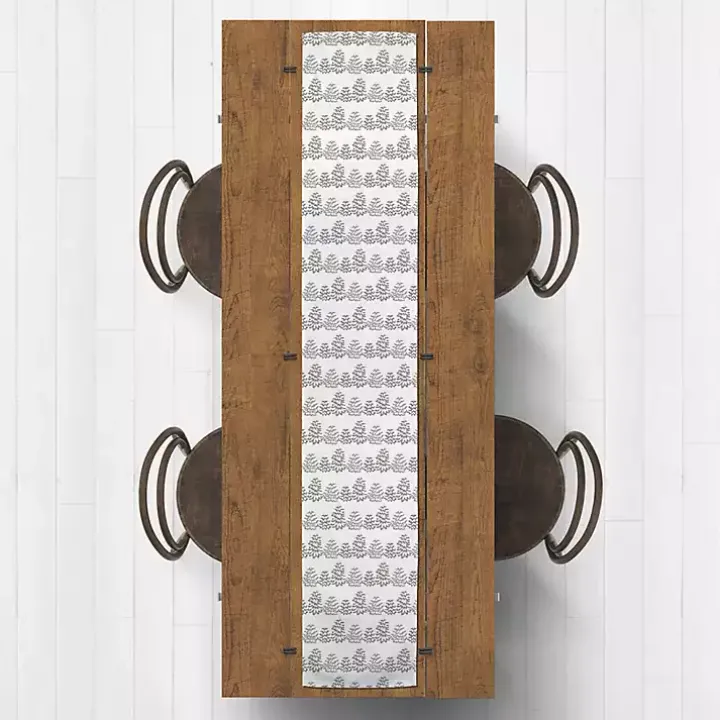 Neutral Tree Patterned Table Runner, 72 in.