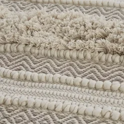 Neutral Tufted Stripes Woven Bath Mat