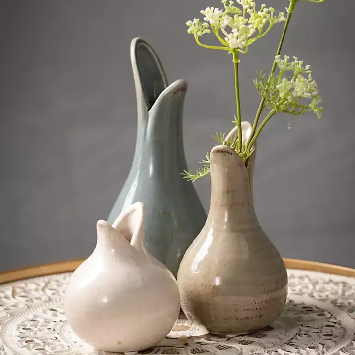 Neutral Tulip Bulb Vases, Set of 3