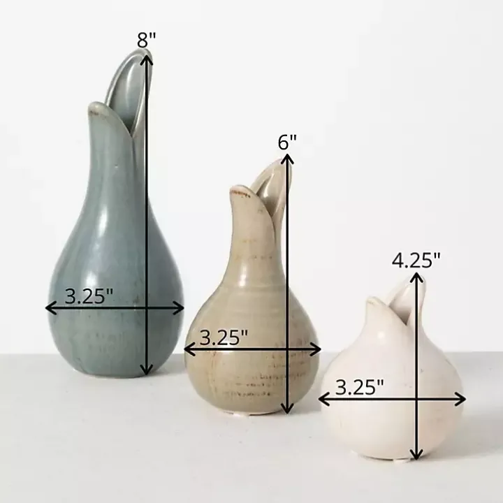 Neutral Tulip Bulb Vases, Set of 3
