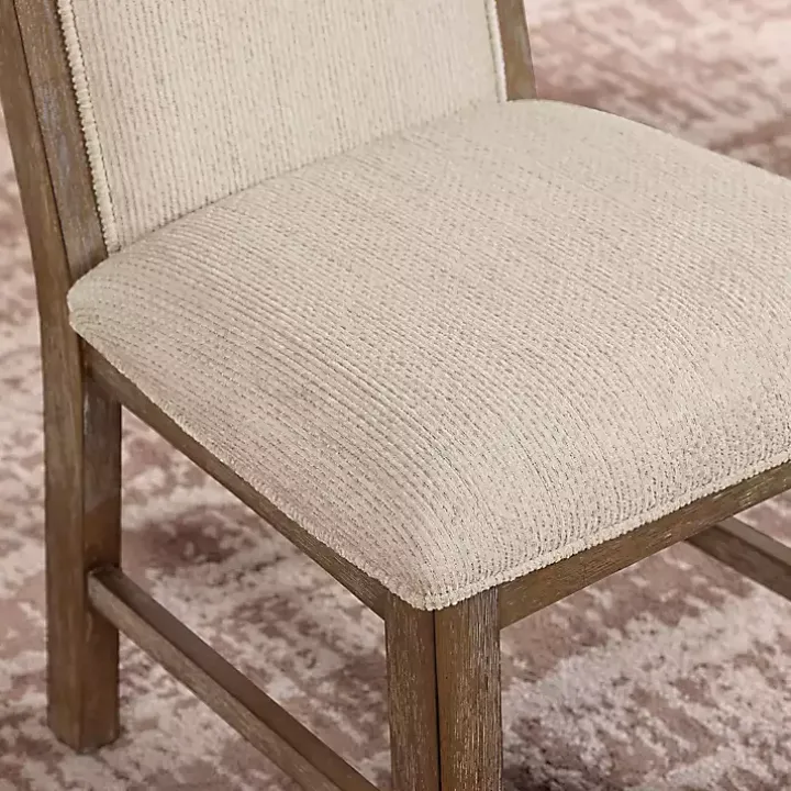 Neutral Upholstered Oak Dining Chairs, Set of 2