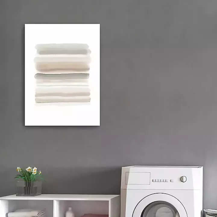 Neutral Watercolor Stripes Canvas Art Print