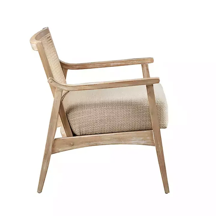 Neutral Wheat Mid-Century Modern Accent Chair