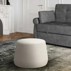 Newton Ivory Boucle Thimble Ottoman