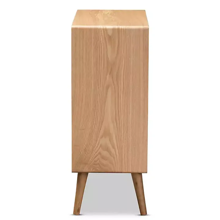 Oak and Rattan 4-Drawer Chest
