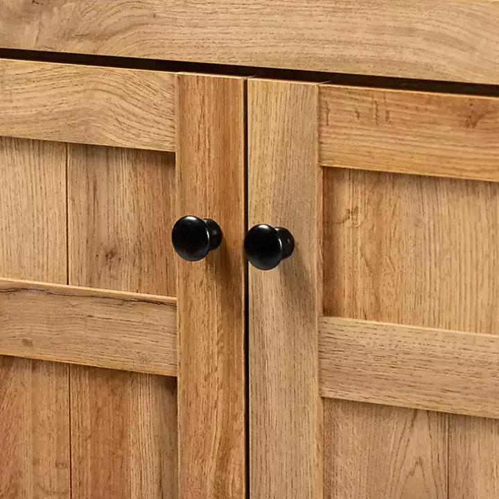 Oak 2-Door Grid Shoe Storage Cabinet