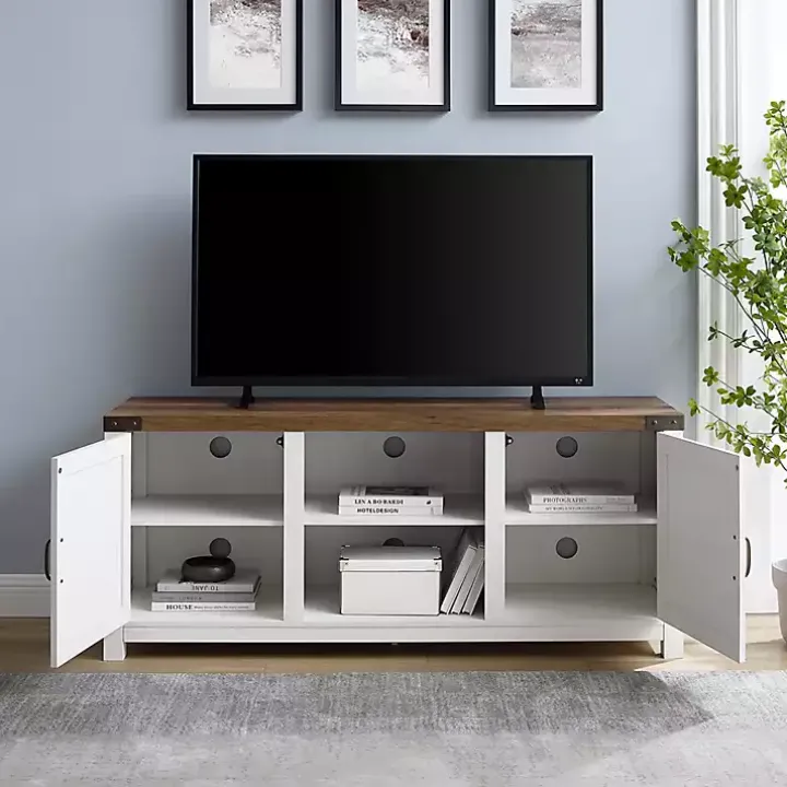 Oak Farmhouse Double Door TV Stand