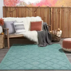 Ocean Aqua Trellis Outdoor Area Rug, 4x6