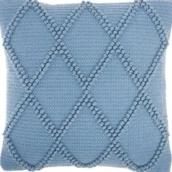 Ocean Blue Diamond Lattice Throw Pillow