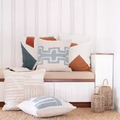 Ocean Blue Geometric Stripe Pillow