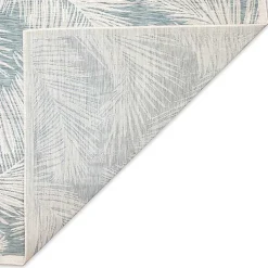 Ocean Blue Palm Leaves Outdoor Area Rug, 6x9