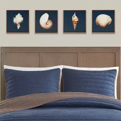 Ocean Shell Framed Canvas Art Prints, Set of 4