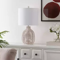 Off White Rattan Orion Table Lamp