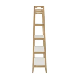 Off White Wood Shelves with Natural Frame Bookcase