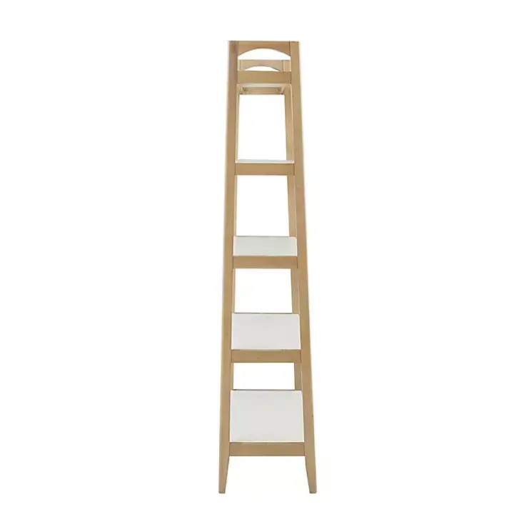 Off White Wood Shelves with Natural Frame Bookcase