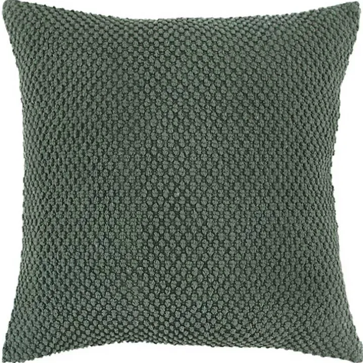 Olive Green Woven Nubby Pillow